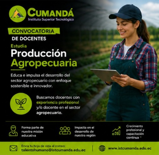 Únete al equipo de docentes de Producción Agropecuaria